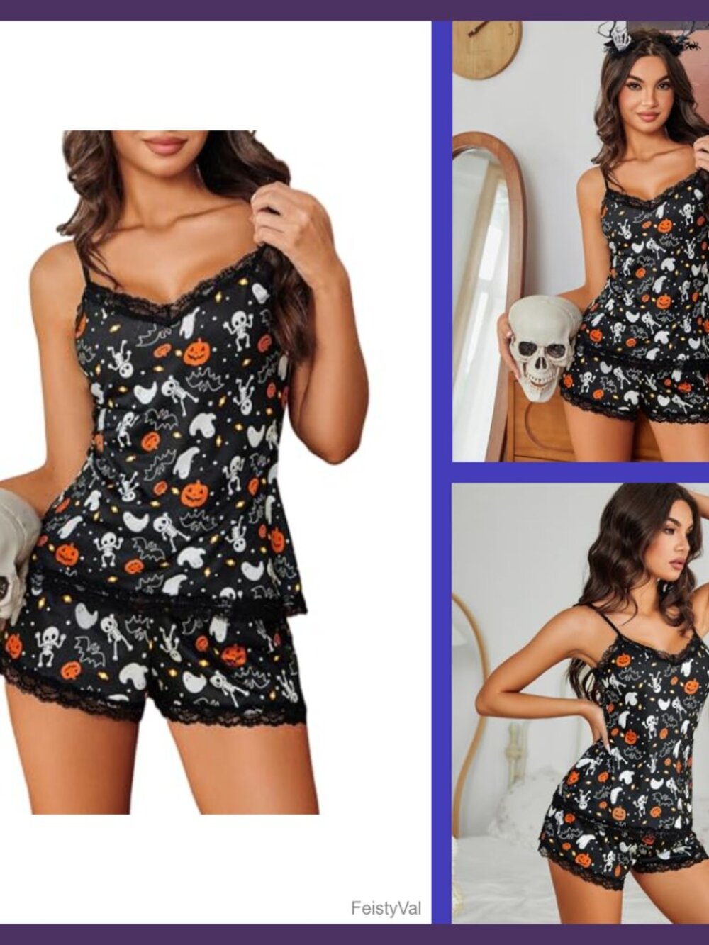 Lace Trim Cami Pajama Set 2 Piece Sleepwear with Shorts